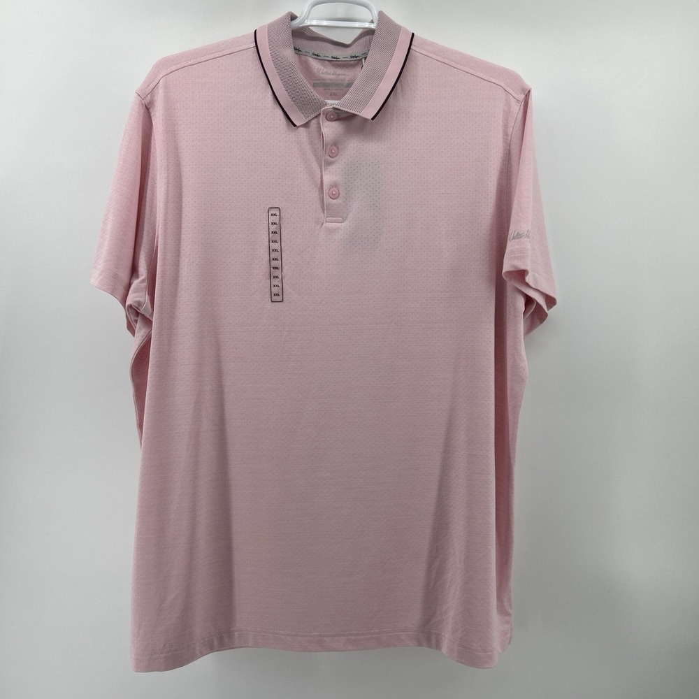 New Walter Hagen Polo Shirt Men's XXL 2XL Pink Performance Golf Short Sleeve NWT
